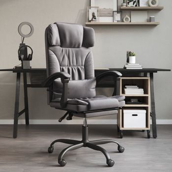 Silla De Masaje | Silla De Gaming Reclinable Cuero Sintético Gris Cfw790016