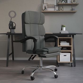 Silla De Masaje | Silla De Gaming Reclinable De Tela Gris Oscuro Cfw790038