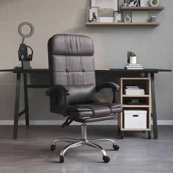 Silla De Masaje | Silla De Gaming Reclinable Masaje Cuero Sintético Gris Cfw790050