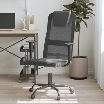 Silla De Masaje | Silla De Gaming Tela De Malla Y Cuero Sintético Gris Y Negro Cfw790063