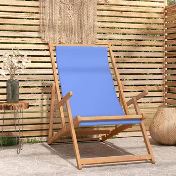 Sillón De Salón | Silla De Playa Plegable De Madera Maciza De Teca Azul Cfw790093