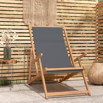 Sillón De Playa| Silla De Playa Plegable De Madera Maciza De Teca Gris Cfw790095