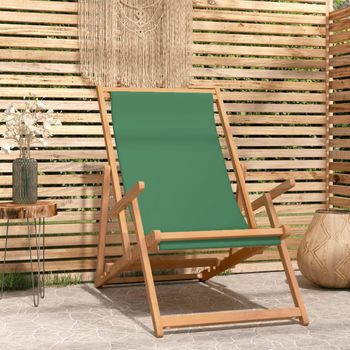 Sillón De Salón | Silla De Playa Plegable De Madera Maciza De Teca Verde Cfw790097