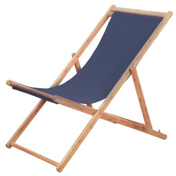 Sillón De Salón | Silla De Playa Plegable De Tela Y Estructura De Madera Azul Cfw790099