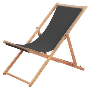 Sillón De Salón | Silla De Playa Plegable De Tela Y Estructura De Madera Gris Cfw790100