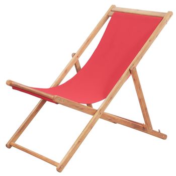 Sillón De Salón | Silla De Playa Plegable De Tela Y Estructura De Madera Roja Cfw790103