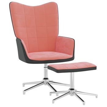 Sillón De Relax | Silla De Relax | Silla De Relajación Con Reposapiés Terciopelo Y Pvc Rosa Cfw790147