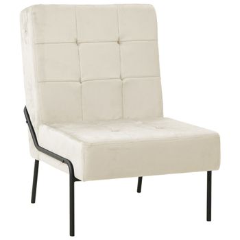 Sillón De Relax | Silla De Relax | Silla De Relajación De Terciopelo Crema Blanca 65x79x87 Cm Cfw790163