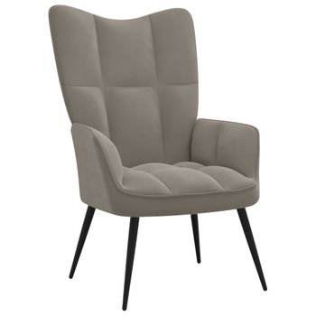 Sillón De Relax | Silla De Relax | Silla De Relajación De Terciopelo Gris Claro Cfw790165