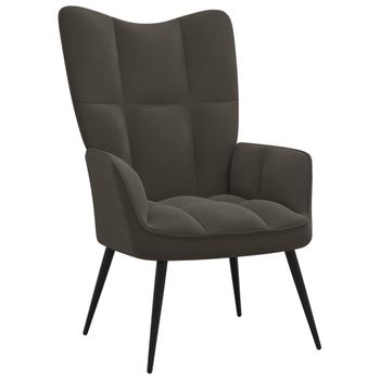 Sillón De Salón | Silla De Relajación De Terciopelo Gris Oscuro Cfw790170