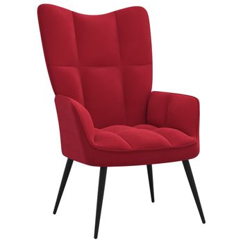 Sillón De Salón | Silla De Relajación De Terciopelo Rojo Vino Tinto Cfw790177