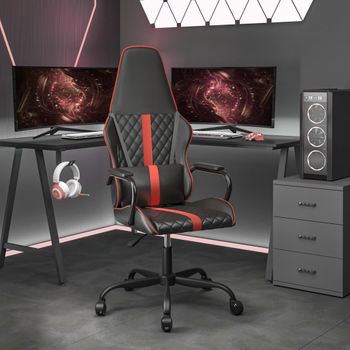 Silla Gaming | Silla De Oficina | Silla Gamer Ergonomica Con Masaje Cuero Sintético Rojo Y Negro Cfw790224