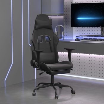 Silla Gaming | Silla De Oficina | Silla Gamer Ergonomica Con Reposapiés Cuero Sintético Negro Cfw790239