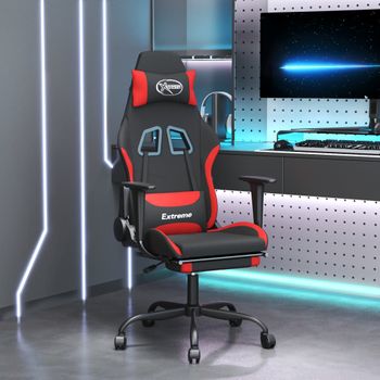 Silla Gaming | Silla De Oficina | Silla Gamer Ergonomica Con Reposapiés Tela Negro Y Rojo Cfw790302