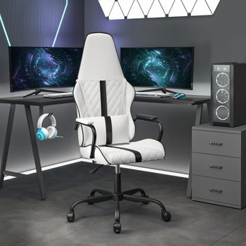 Silla Gaming | Silla De Oficina | Silla Gamer Ergonomica Cuero Sintético Blanco Y Negro Cfw790305