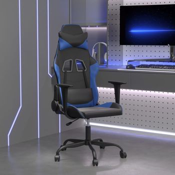 Silla Gaming | Silla De Oficina | Silla Gamer Ergonomica Cuero Sintético Negro Y Azul Cfw790322