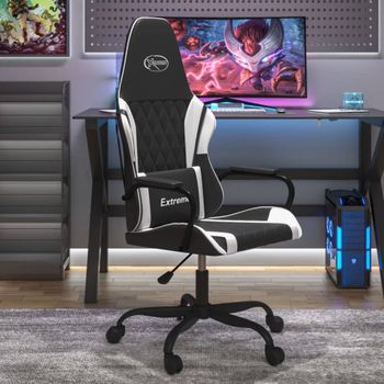 Silla Gaming | Silla De Oficina | Silla Gamer Ergonomica Cuero Sintético Negro Y Blanco Cfw790325