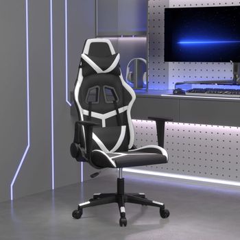 Silla Gaming | Silla De Oficina | Silla Gamer Ergonomica Cuero Sintético Negro Y Blanco Cfw790326