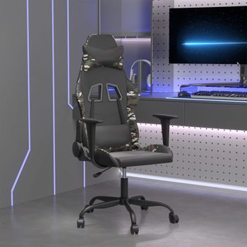 Silla Gaming | Silla De Oficina | Silla Gamer Ergonomica Cuero Sintético Negro Y Camuflaje Cfw790329