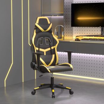 Silla Gaming | Silla De Oficina | Silla Gamer Ergonomica Cuero Sintético Negro Y Dorado Cfw790333