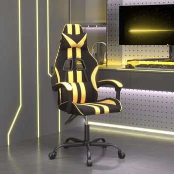 Silla Gaming | Silla De Oficina | Silla Gamer Ergonomica Cuero Sintético Negro Y Dorado Cfw790338