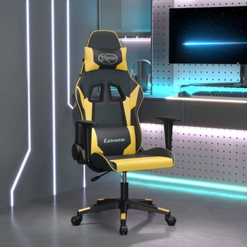 Silla Gaming | Silla De Oficina | Silla Gamer Ergonomica Cuero Sintético Negro Y Dorado Cfw790339