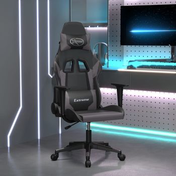 Silla Gaming | Silla De Oficina | Silla Gamer Ergonomica Cuero Sintético Negro Y Gris Cfw790342