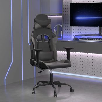 Silla Gaming | Silla De Oficina | Silla Gamer Ergonomica Cuero Sintético Negro Y Gris Cfw790343