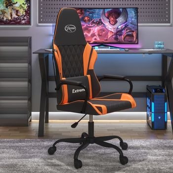 Silla Gaming | Silla De Oficina | Silla Gamer Ergonomica Cuero Sintético Negro Y Naranja Cfw790347