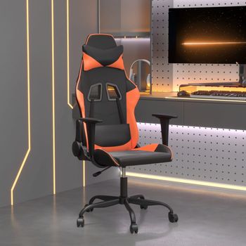 Silla Gaming | Silla De Oficina | Silla Gamer Ergonomica Cuero Sintético Negro Y Naranja Cfw790349