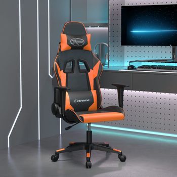 Silla Gaming | Silla De Oficina | Silla Gamer Ergonomica Cuero Sintético Negro Y Naranja Cfw790350