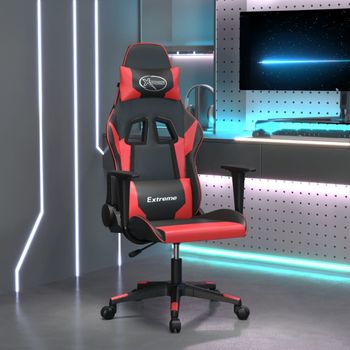 Silla Gaming | Silla De Oficina | Silla Gamer Ergonomica Cuero Sintético Negro Y Rojo Cfw790356