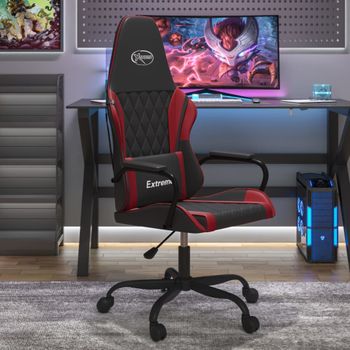 Silla Gaming | Silla De Oficina | Silla Gamer Ergonomica Cuero Sintético Negro Y Rojo Vino Tinto Cfw790357