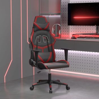 Silla Gaming | Silla De Oficina | Silla Gamer Ergonomica Cuero Sintético Negro Y Rojo Vino Tinto Cfw790360