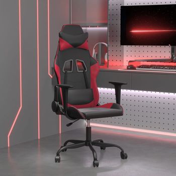 Silla Gaming | Silla De Oficina | Silla Gamer Ergonomica Cuero Sintético Negro Y Rojo Vino Tinto Cfw790362