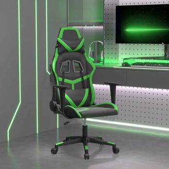 Silla Gaming | Silla De Oficina | Silla Gamer Ergonomica Cuero Sintético Negro Y Verde Cfw790366