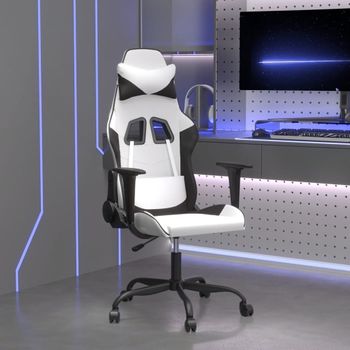 Silla Gaming | Silla De Oficina | Silla Gamer Ergonomica De Masaje Cuero Sintético Blanco Y Negro Cfw790392