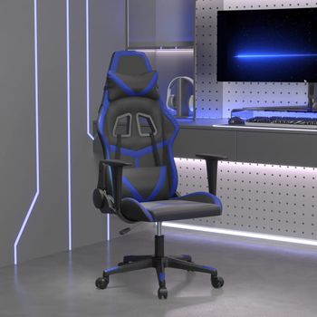 Silla Gaming | Silla De Oficina | Silla Gamer Ergonomica De Masaje Cuero Sintético Negro Y Azul Cfw790401