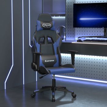 Silla Gaming | Silla De Oficina | Silla Gamer Ergonomica De Masaje Cuero Sintético Negro Y Azul Cfw790403