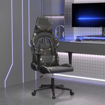 Silla Gaming | Silla De Oficina | Silla Gamer Ergonomica De Masaje Cuero Sintético Negro Y Camuflaje Cfw790411