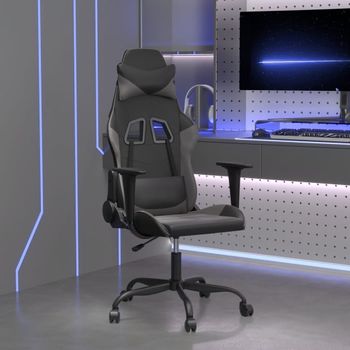 Silla Gaming | Silla De Oficina | Silla Gamer Ergonomica De Masaje Cuero Sintético Negro Y Gris Cfw790417