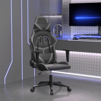 Silla Gaming | Silla De Oficina | Silla Gamer Ergonomica De Masaje Cuero Sintético Negro Y Gris Cfw790420