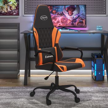 Silla Gaming | Silla De Oficina | Silla Gamer Ergonomica De Masaje Cuero Sintético Negro Y Naranja Cfw790422