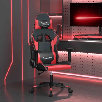 Silla Gaming | Silla De Oficina | Silla Gamer Ergonomica De Masaje Cuero Sintético Negro Y Rojo Cfw790428