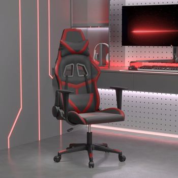 Silla Gaming | Silla De Oficina | Silla Gamer Ergonomica De Masaje Cuero Sintético Negro Y Rojo Vino Tinto Cfw790430