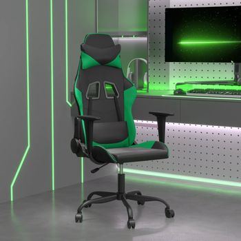 Silla Gaming | Silla De Oficina | Silla Gamer Ergonomica De Masaje Cuero Sintético Negro Y Verde Cfw790434