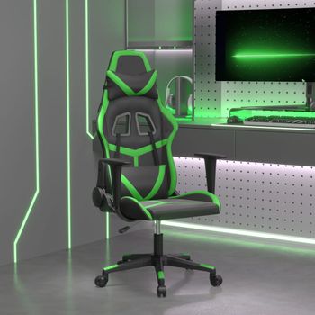 Silla Gaming | Silla De Oficina | Silla Gamer Ergonomica De Masaje Cuero Sintético Negro Y Verde Cfw790435