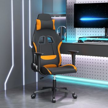 Silla Gaming | Silla De Oficina | Silla Gamer Ergonomica De Masaje Tela Negro Y Naranja Cfw790437