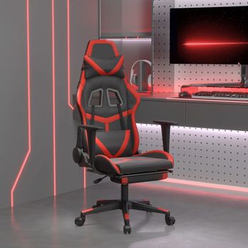 Silla Gaming | Silla De Oficina | Silla Gamer Ergonomica De Masaje Y Reposapiés Cuero Sintético Negro Rojo Cfw790450