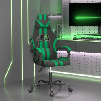 Silla Gaming | Silla De Oficina | Silla Gamer Ergonomica Giratoria Cuero Sintético Negro Y Verde Cfw790470